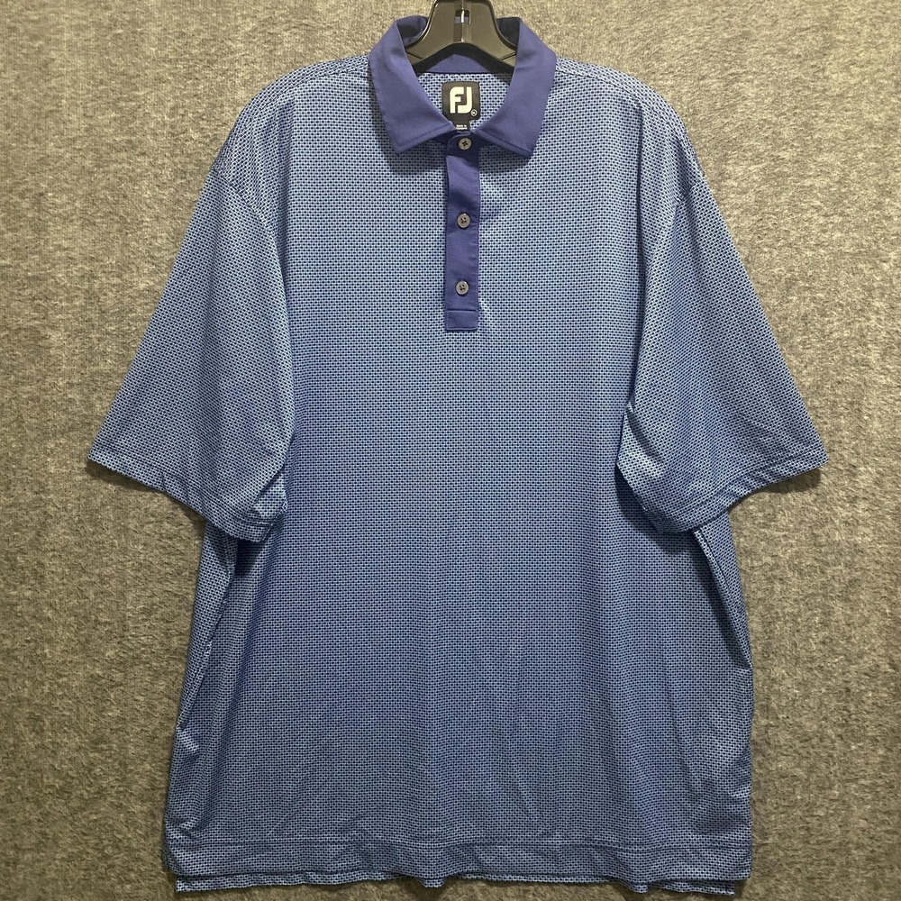 FootJoy Polo Shirt Mens XL Blue Geometric‎ Golf Performance Stretch Athletic - Picture 3 of 9
